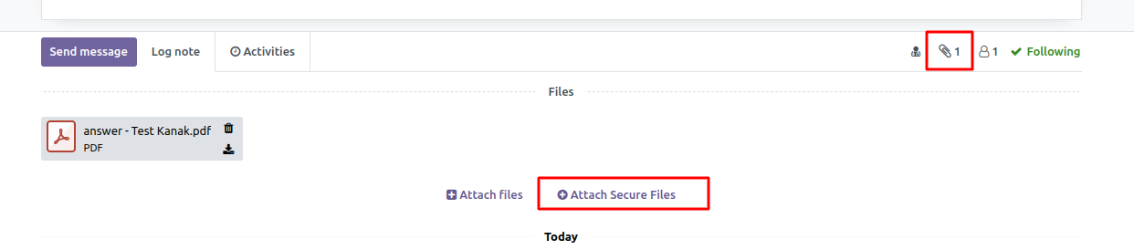 Chatter Secure Attachment - 
        secure attachment affirmations
        attachment Security
        limit access right of attachment
        manage access right of attachment
        access control of attachment in odoo
        security of attachment in chatter
        restrict attachment in odoo chatter
        restrict access to attach files
        restrict users access rights
        restricting attachment access
        attachment in chatter
        odoo security
        attachment in odoo
        attachment widget odoo
        attachment button in odoo
        odoo attachment field
        odoo attachment
        odoo chatter
    