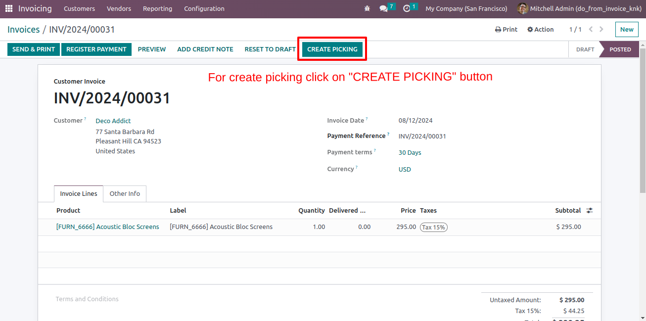 Create Delivery Order From  Customer Invoice