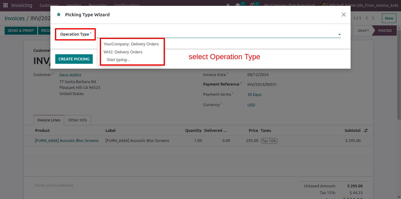 Create Delivery Order From  Customer Invoice