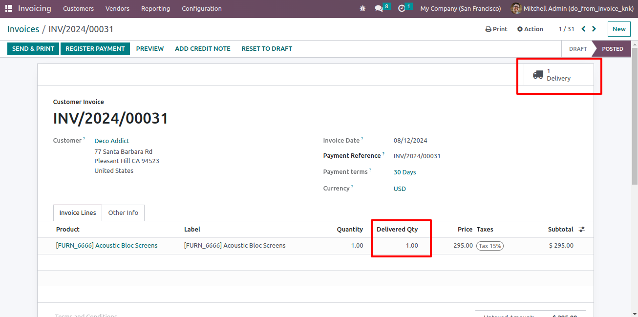 Create Delivery Order From  Customer Invoice