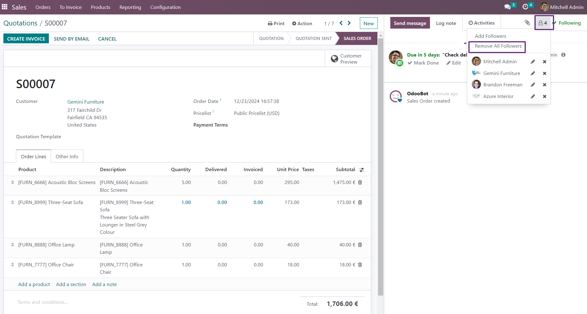 Remove All Followers - The Remove All Followers Odoo module lets you easily remove all followers from the chatter with a single click.