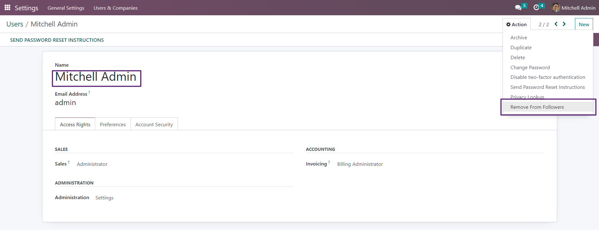 Remove All Followers - The Remove All Followers Odoo module lets you easily remove all followers from the chatter with a single click.
