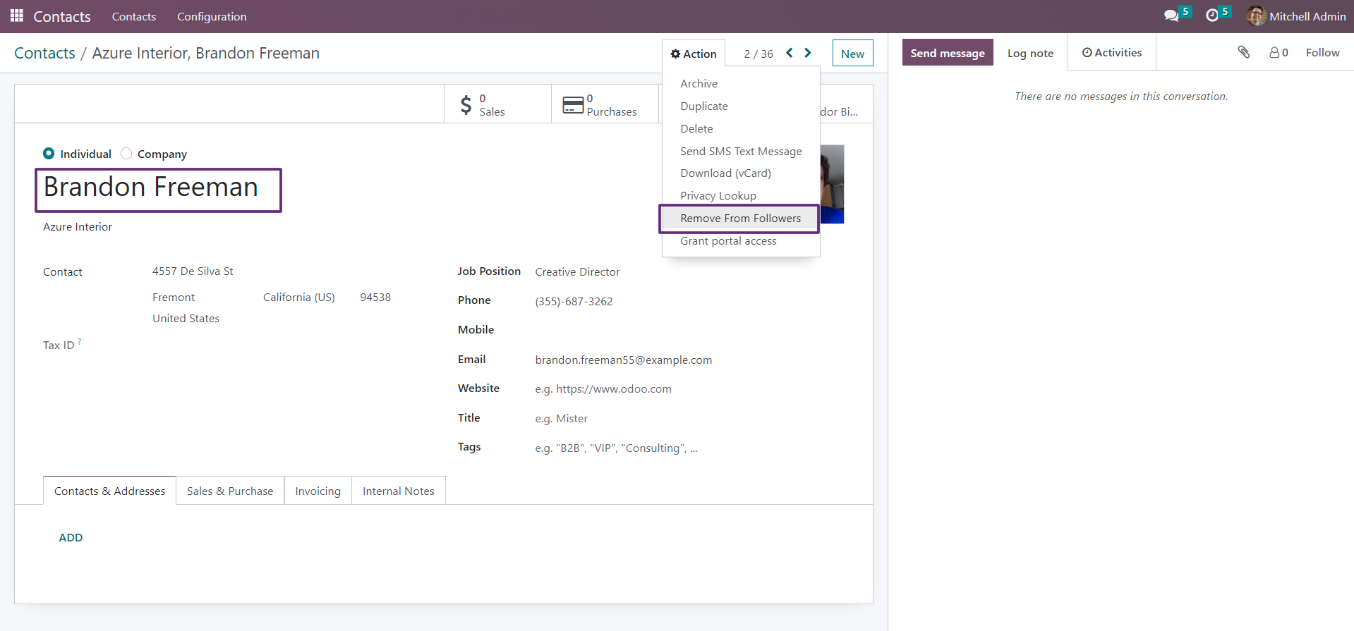 Remove All Followers - The Remove All Followers Odoo module lets you easily remove all followers from the chatter with a single click.