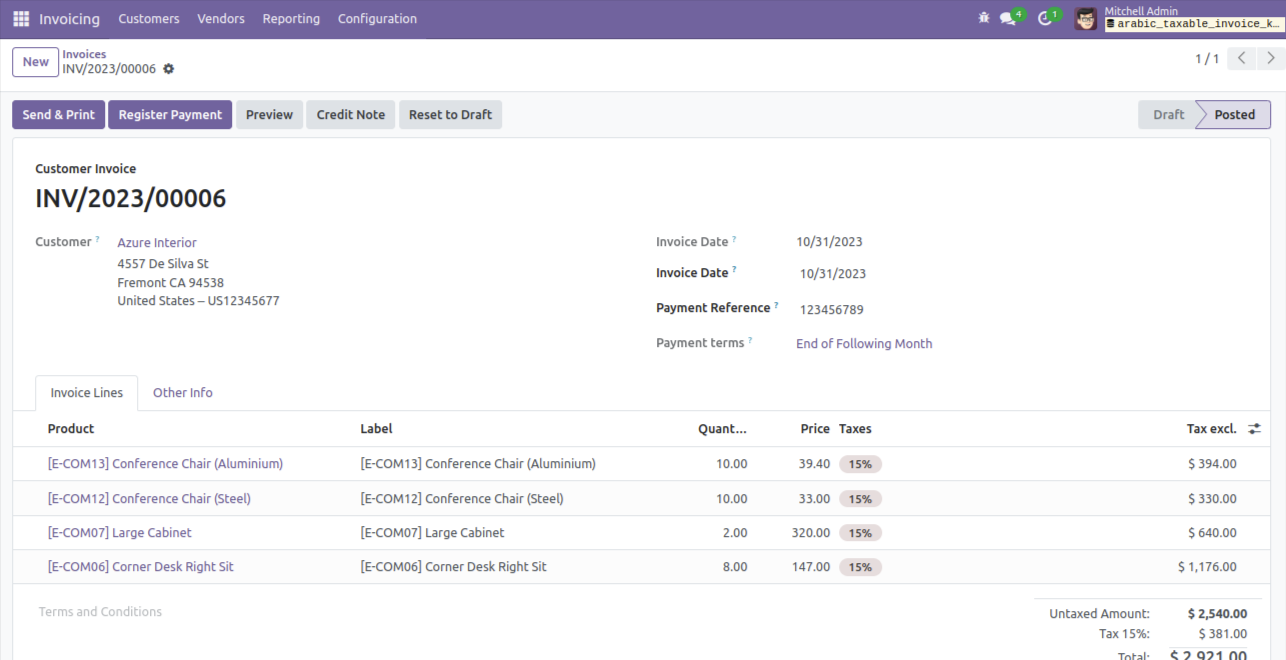 Arabic Taxable Invoice