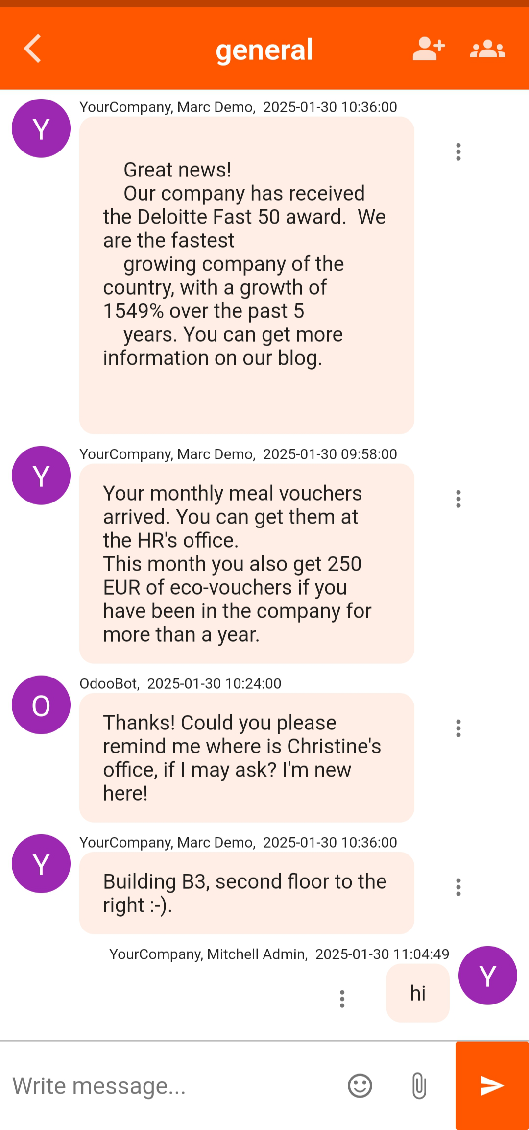 Group chat interface for team collaboration