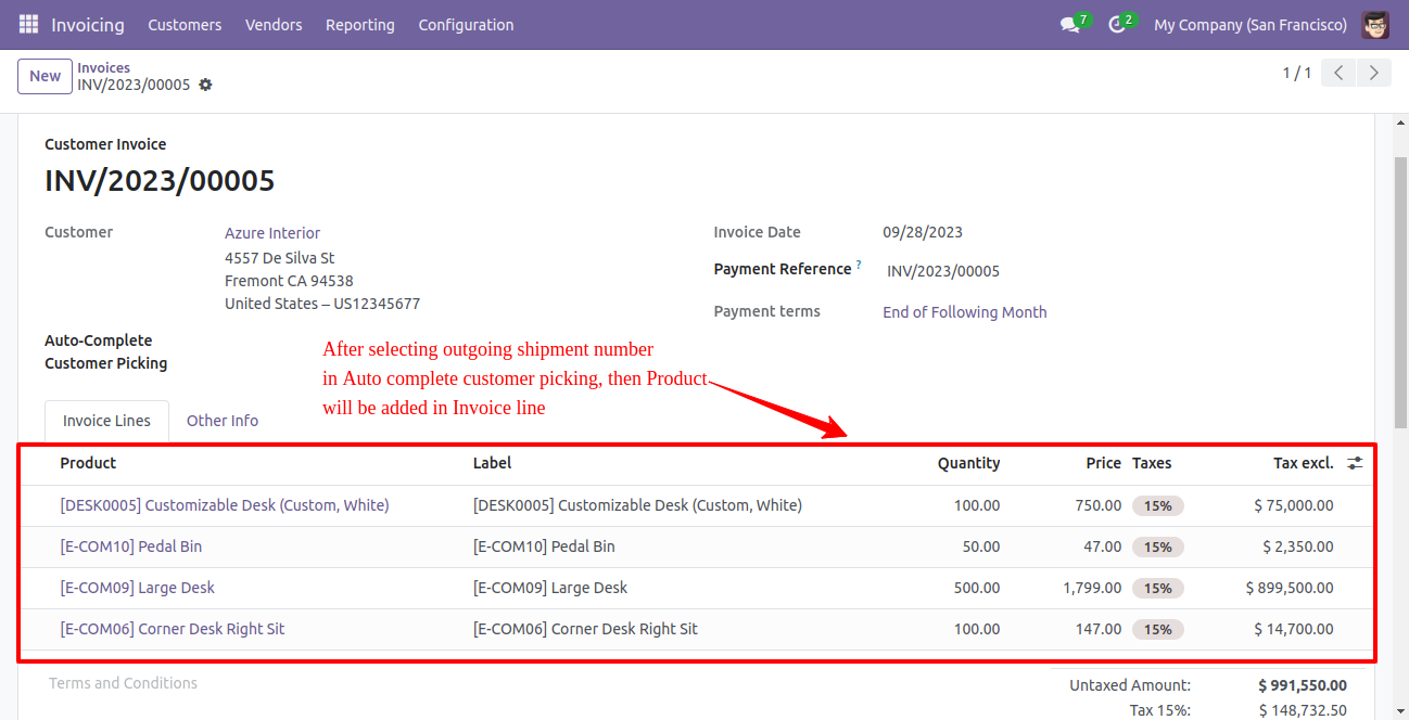 Manual Invoice from Picking