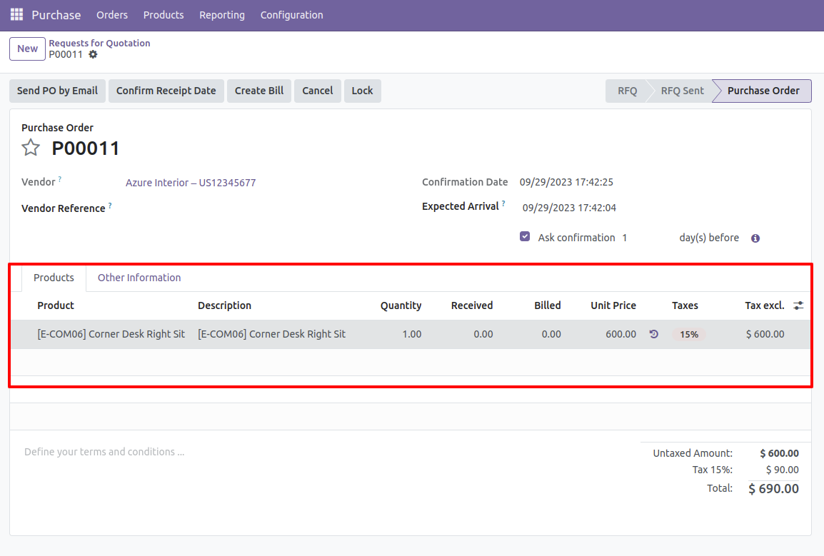 Lock Confirmed Purchase Order