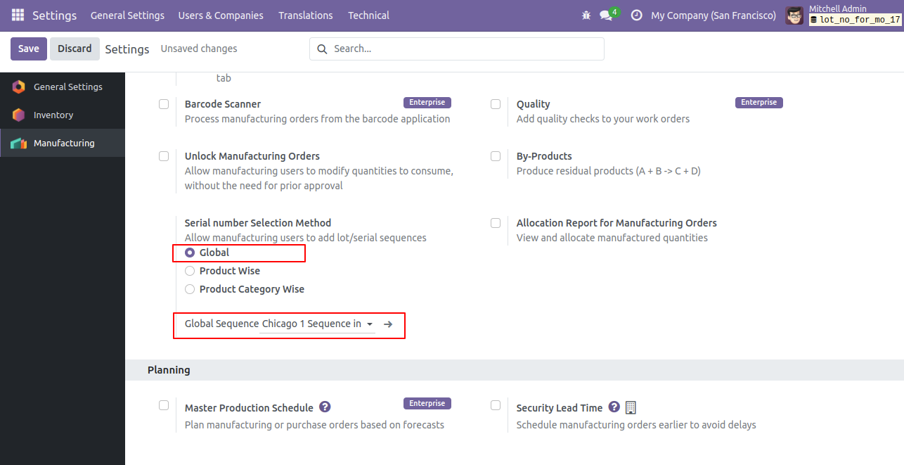 Generate Lot/Serial Number For Manufacturing Order