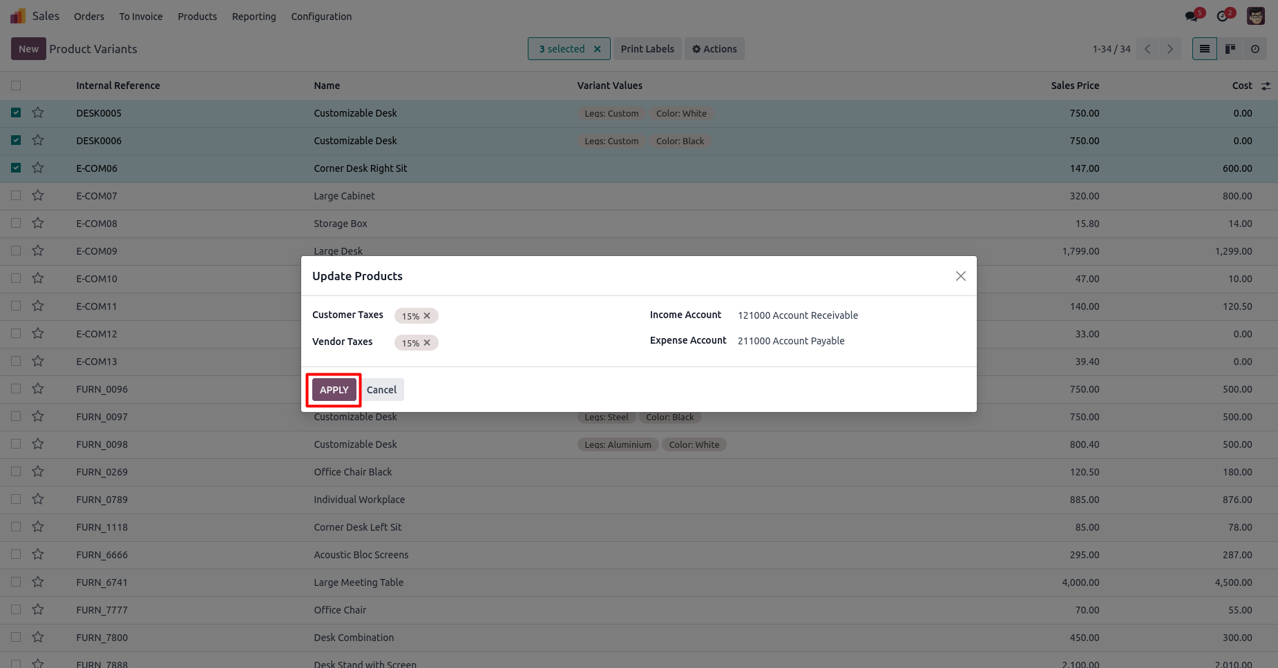 Mass Update Product For Taxes and Accounts