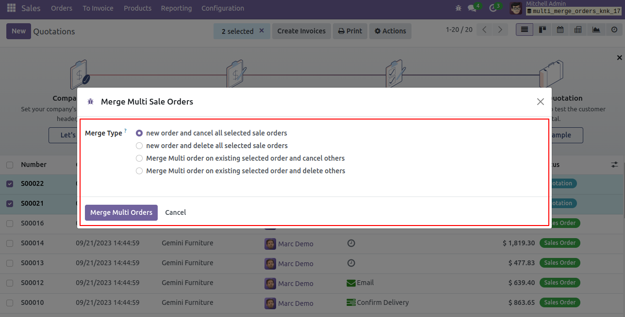 Multi Merge Orders