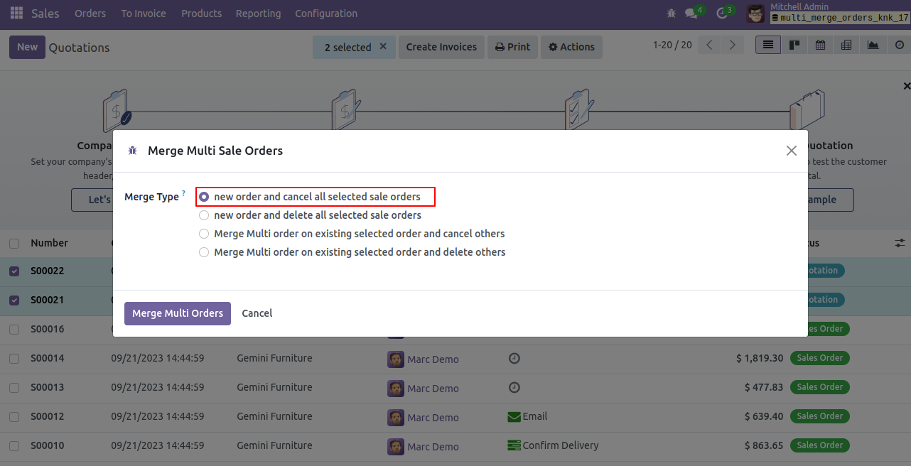 Multi Merge Orders