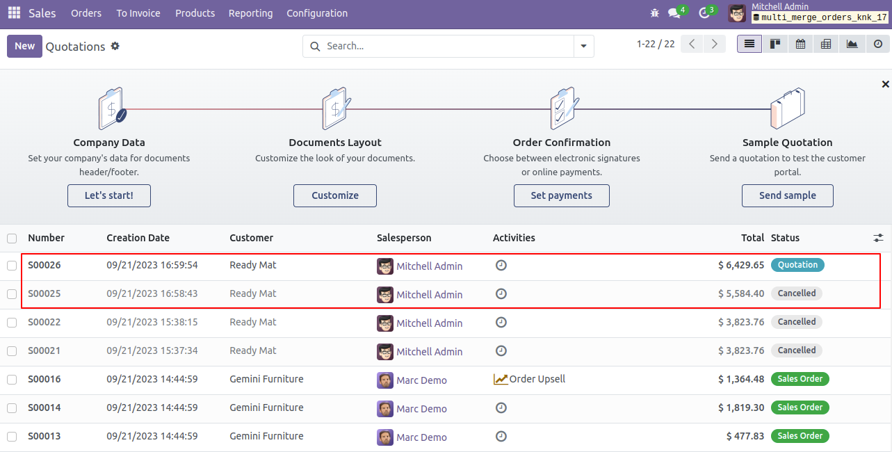 Multi Merge Orders