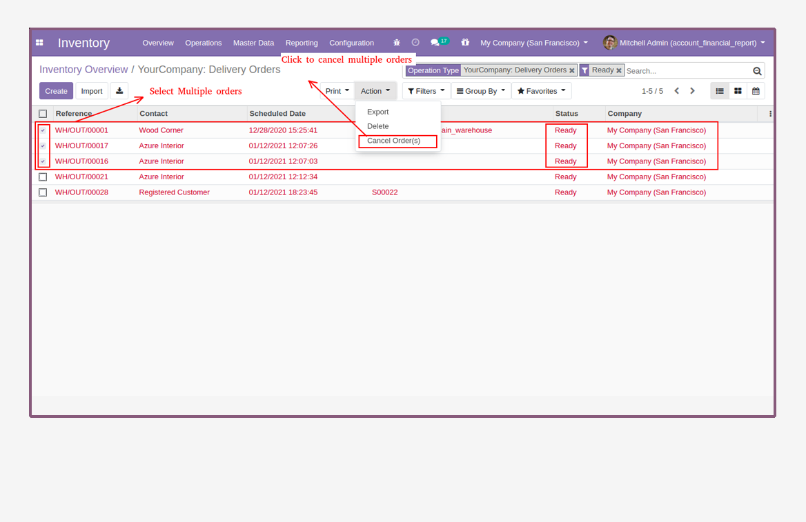 Delivery Order Multi Cancellation