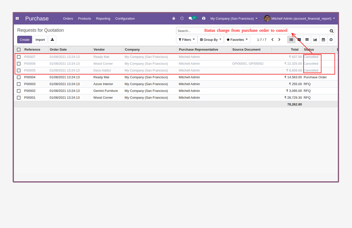 Purchase Quotation Multi Cancellation