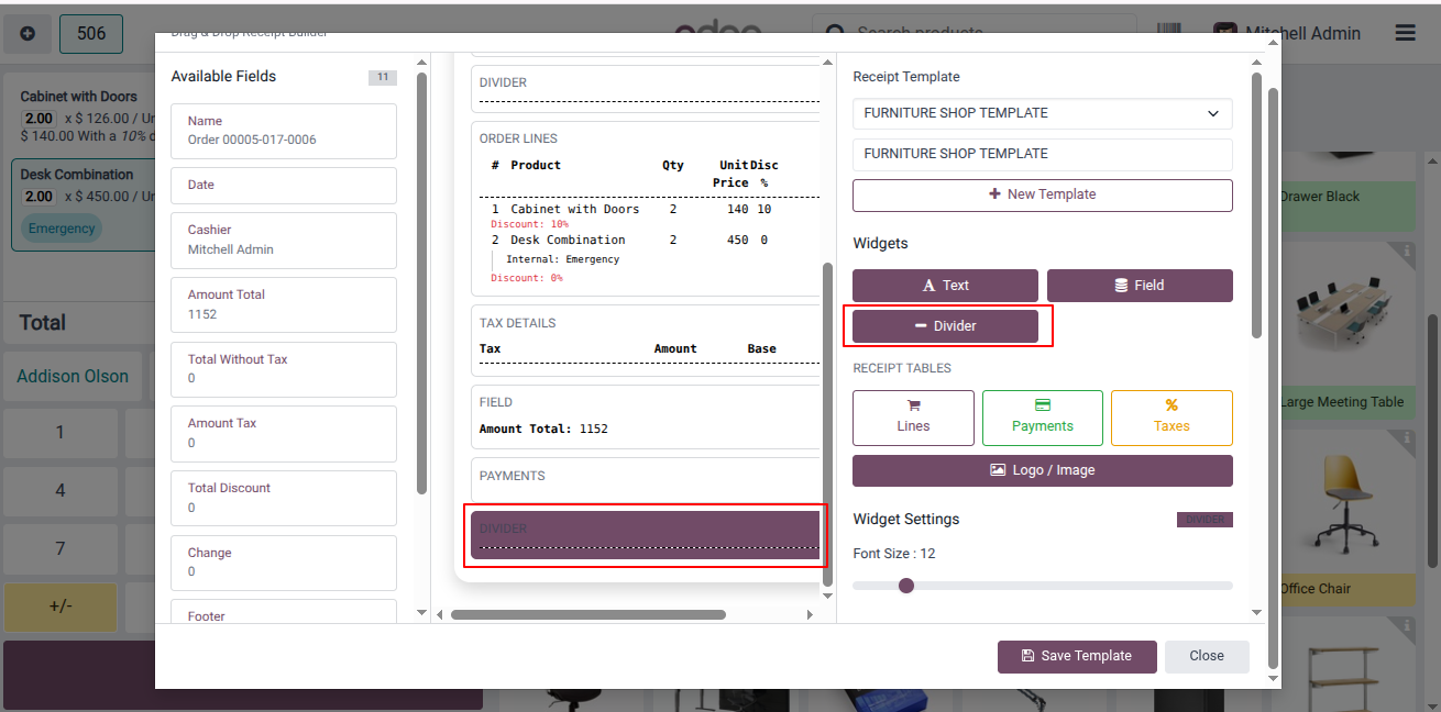 Payment Table Configuration