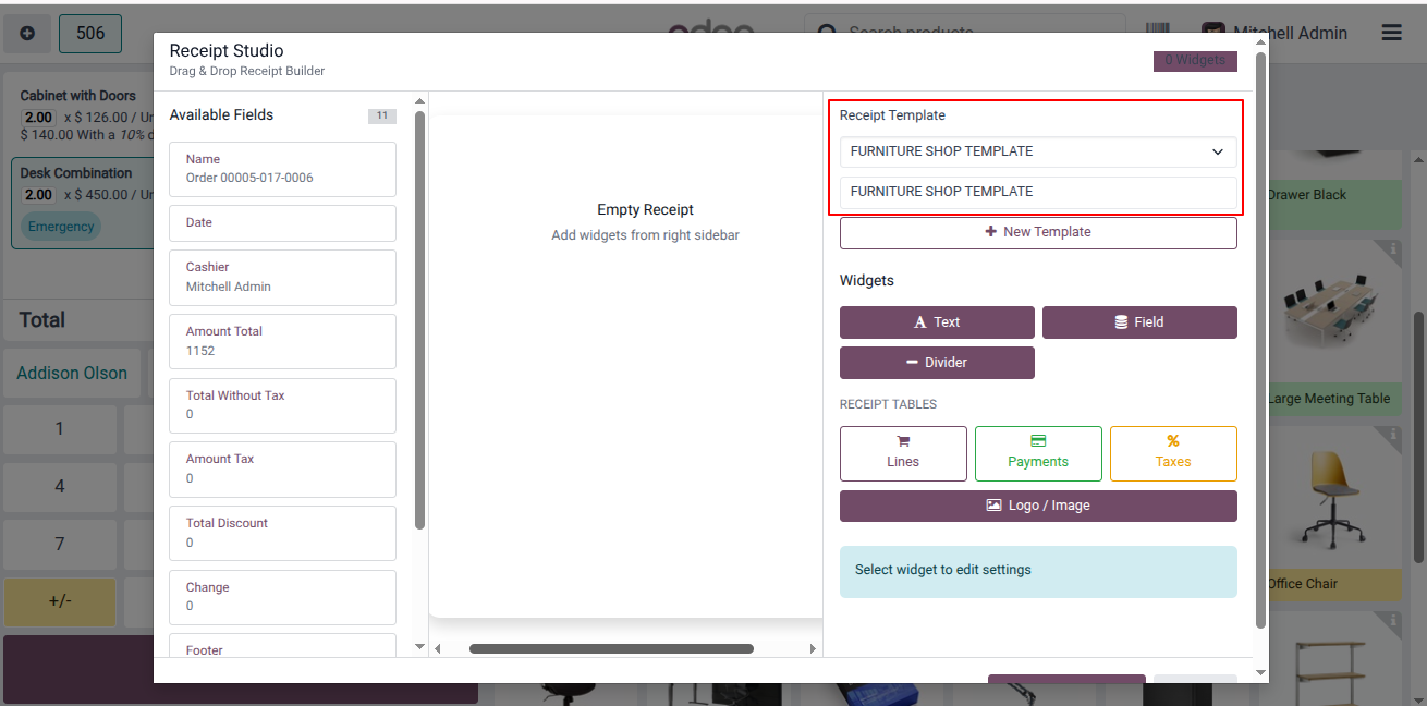 Create New Receipt Template