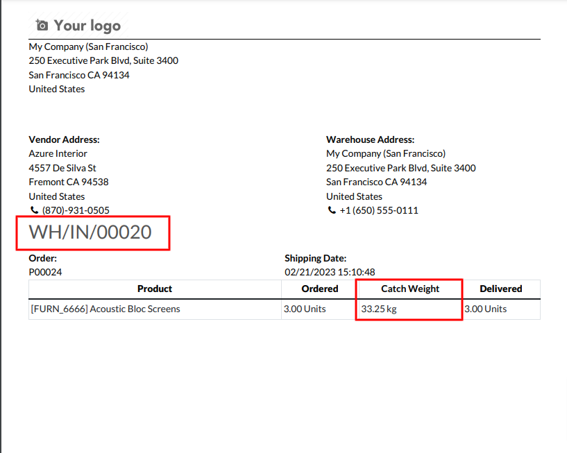 Product Catch Weight (Inventory)