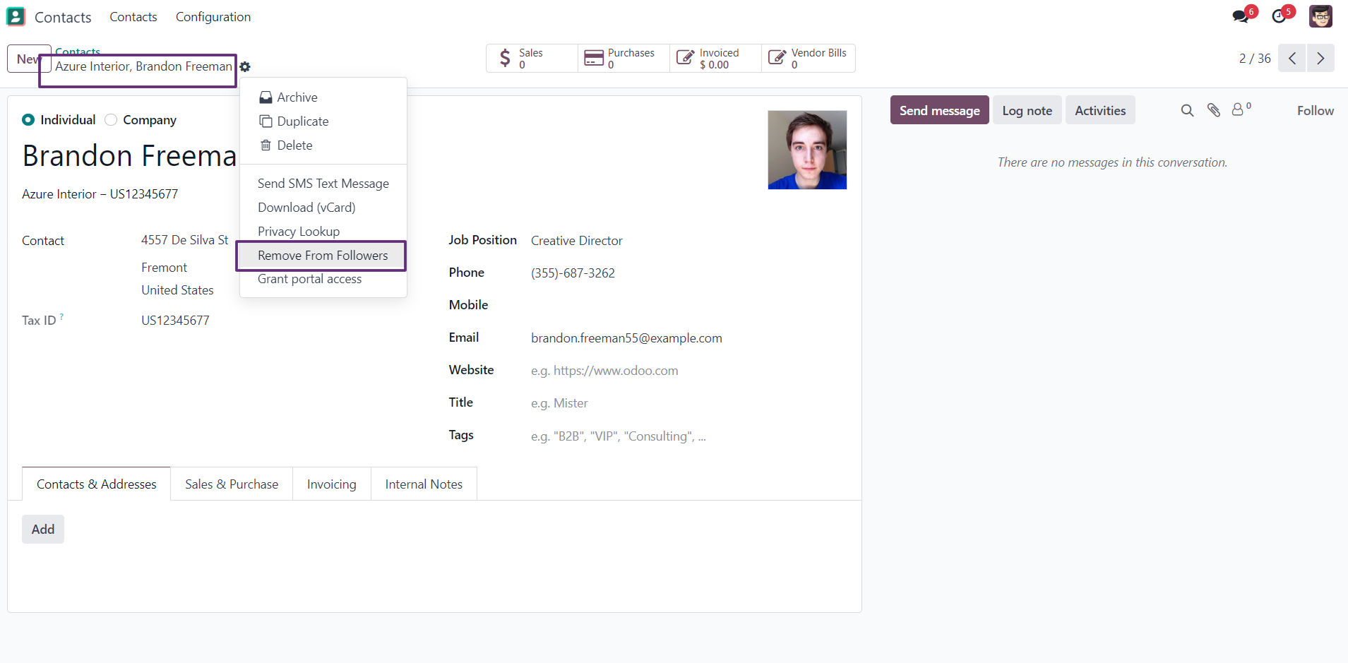 Remove All Followers - The Remove All Followers Odoo module lets you easily remove all followers from the chatter with a single click.