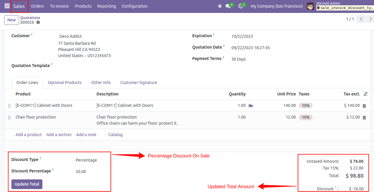 Global Discount On Sale Orders & Invoices