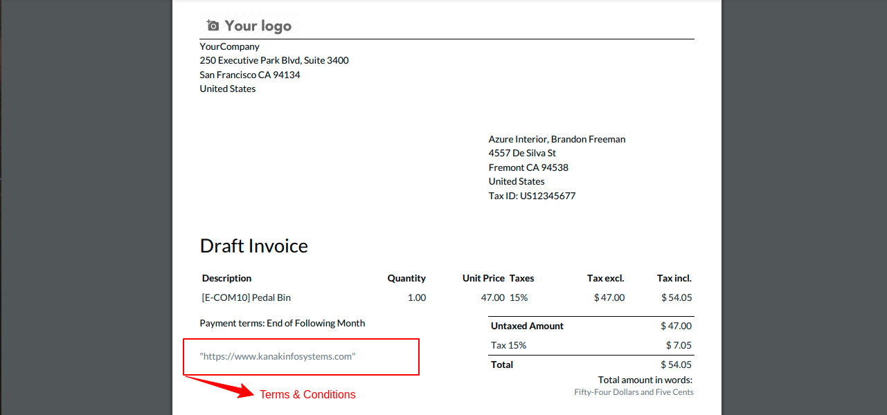 Default Terms & Conditions (Vendor Bills)