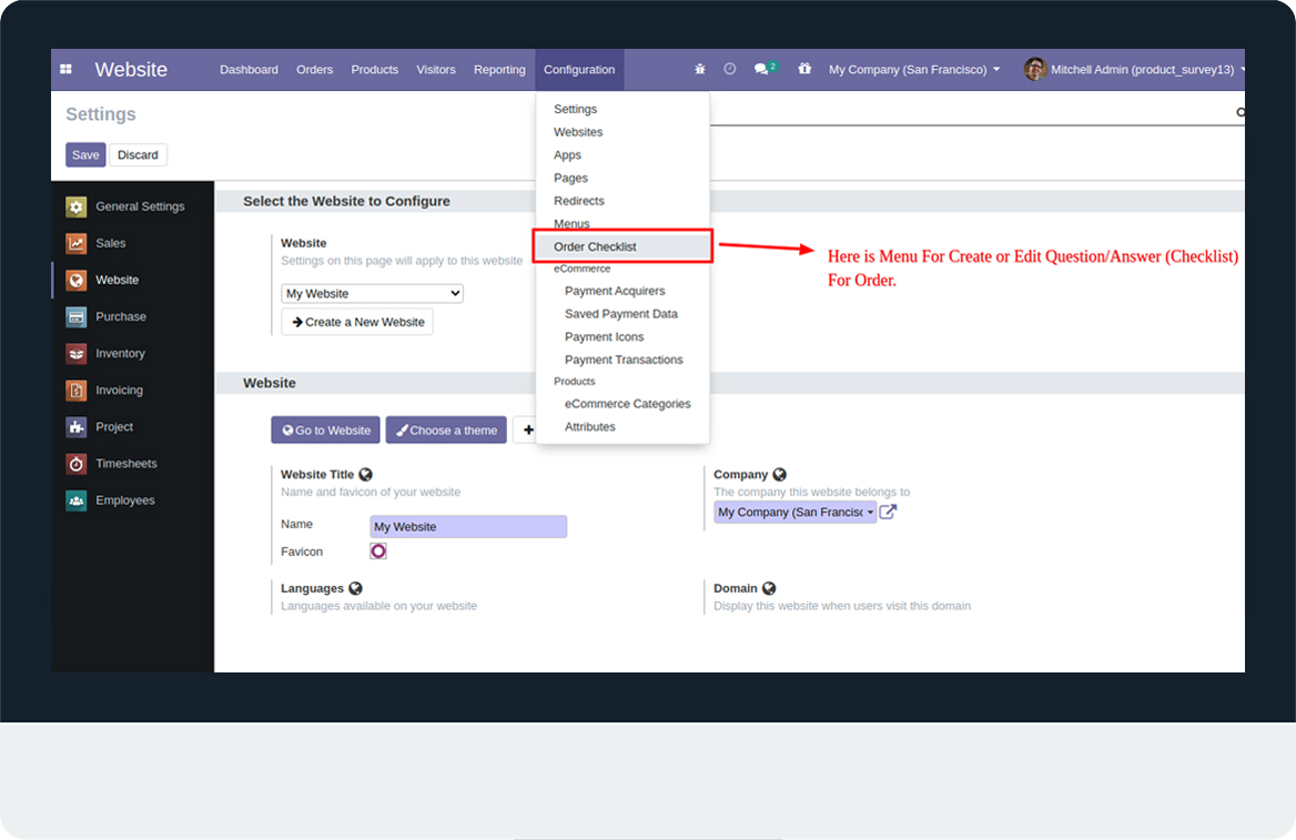 Website Order Checklist (Question/Answer) - 
