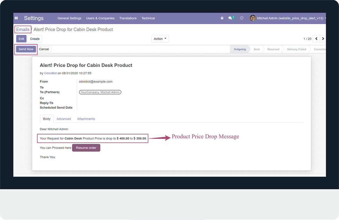 Website Product Price Drop Alert