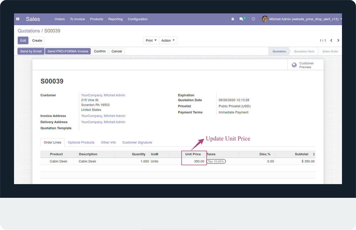 Website Product Price Drop Alert