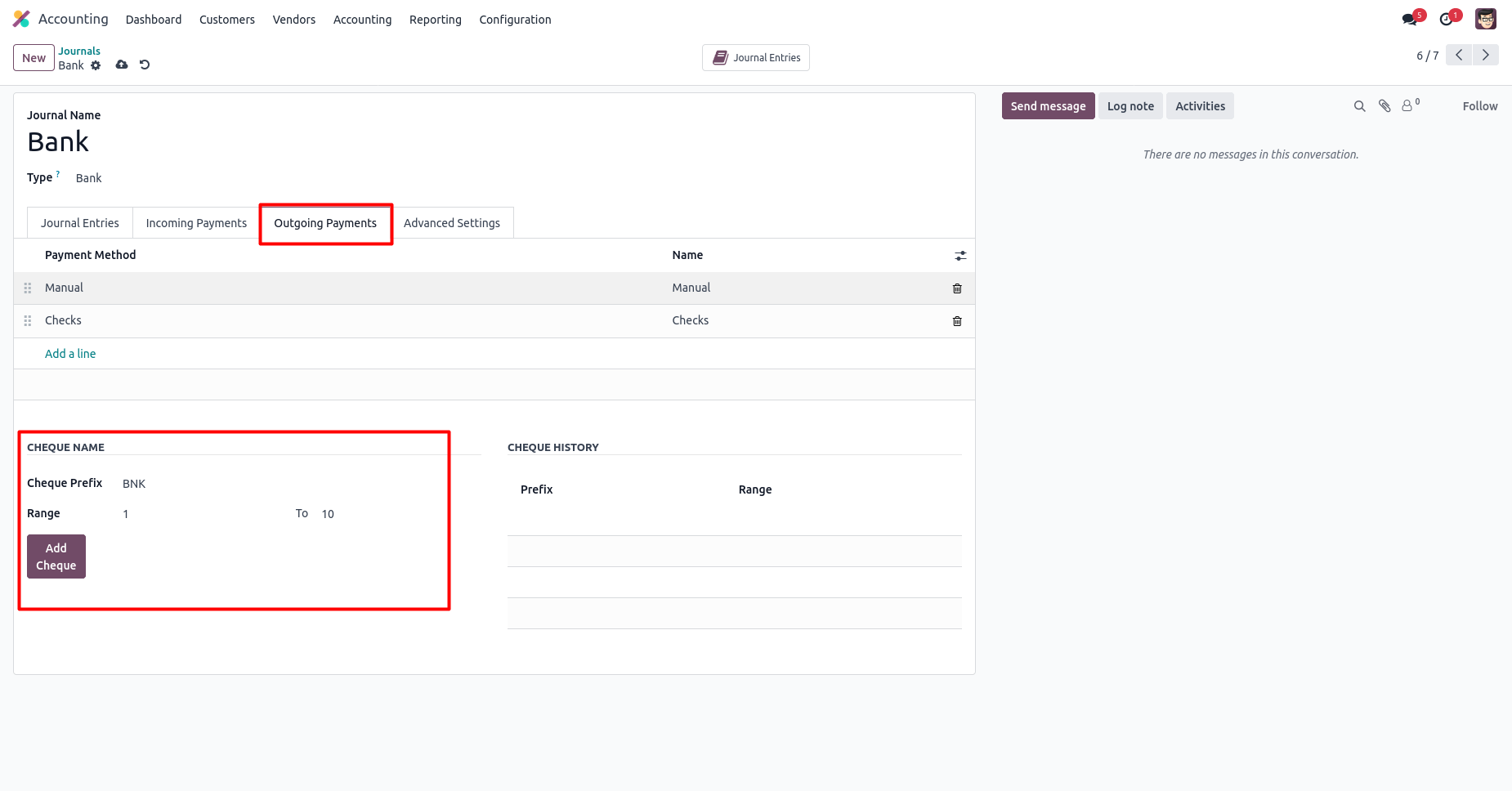 Account Cheque Management