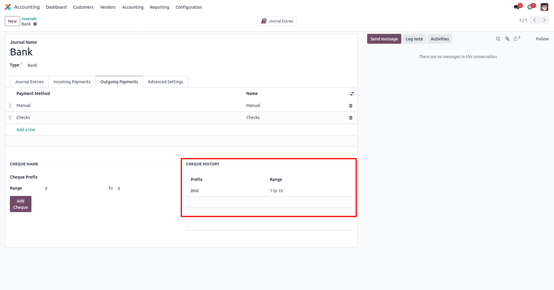 Account Cheque Management