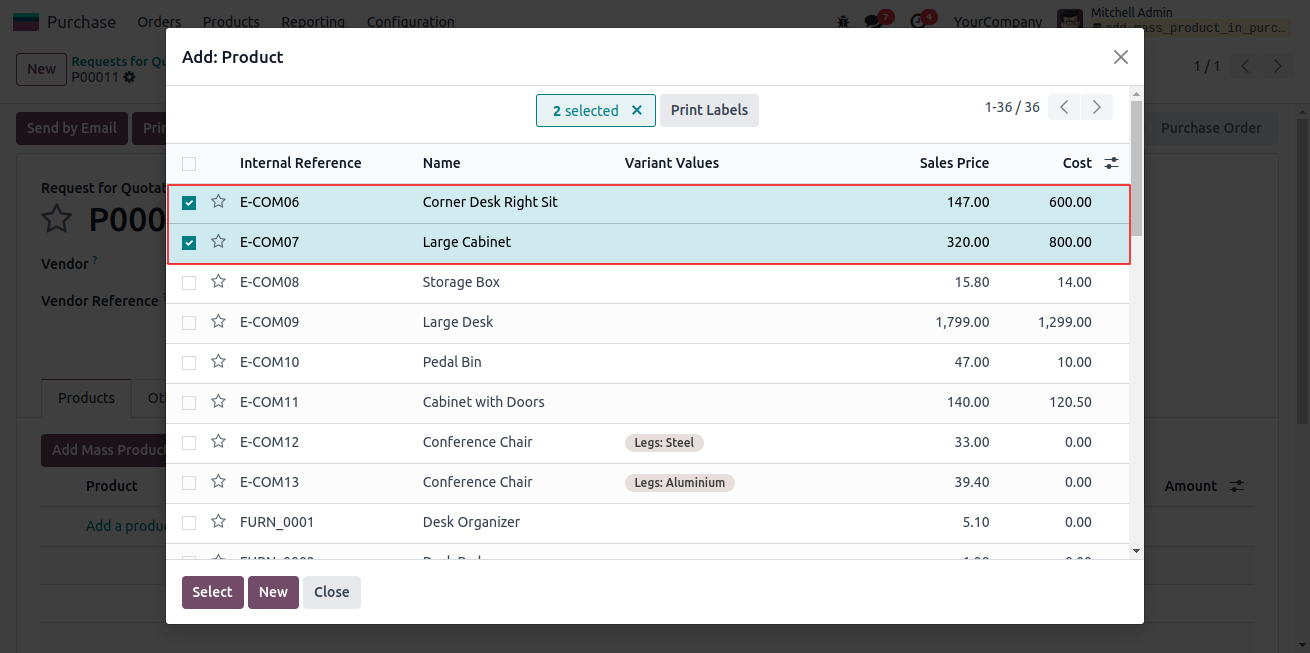 Add/import Mass/multiple product in purchase