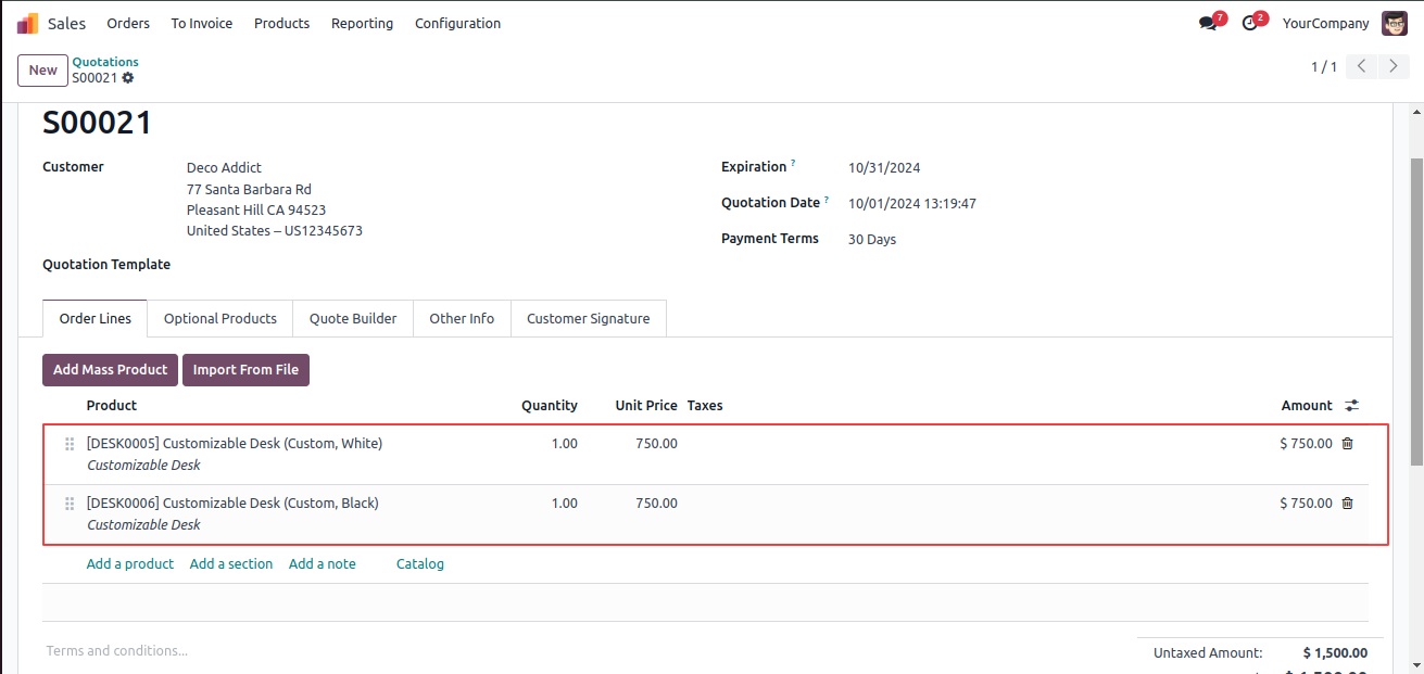 Add/import Mass/multiple product in order line