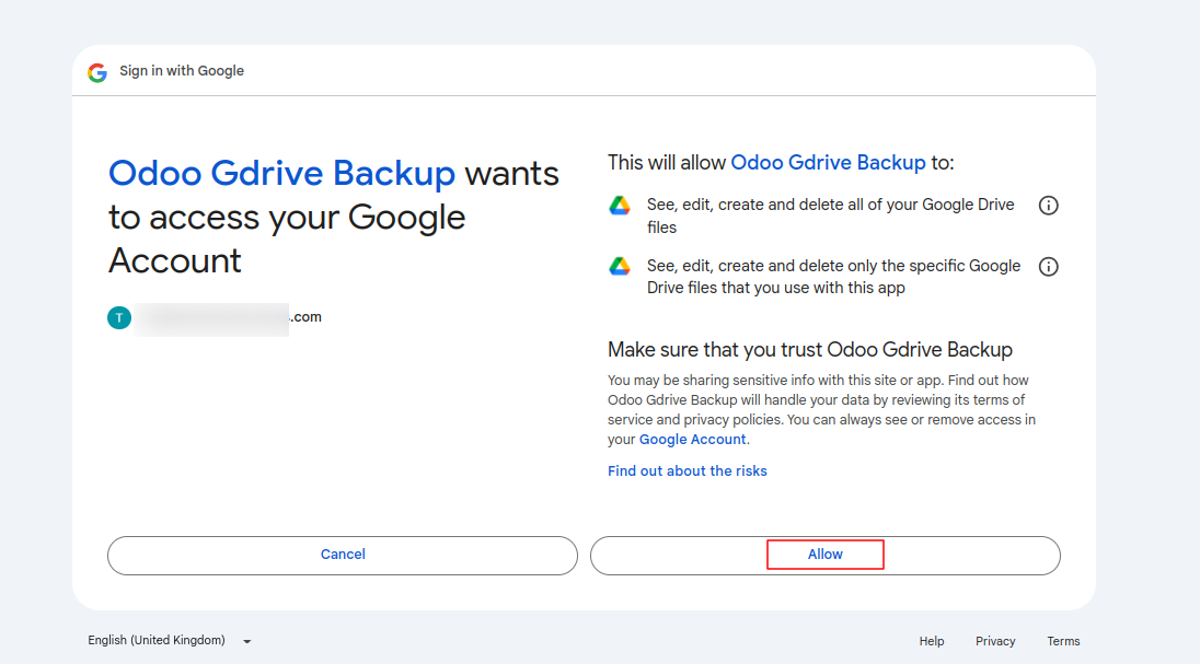 Database Auto Backup - Google Drive