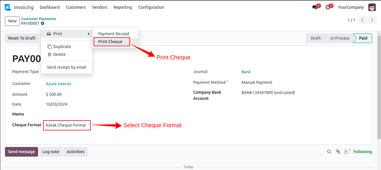 Cheque Format