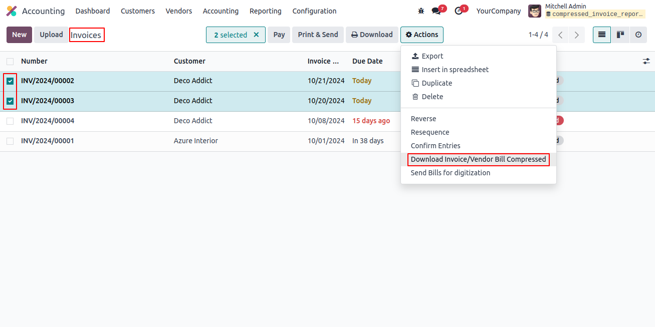 Compressed Invoice Reports