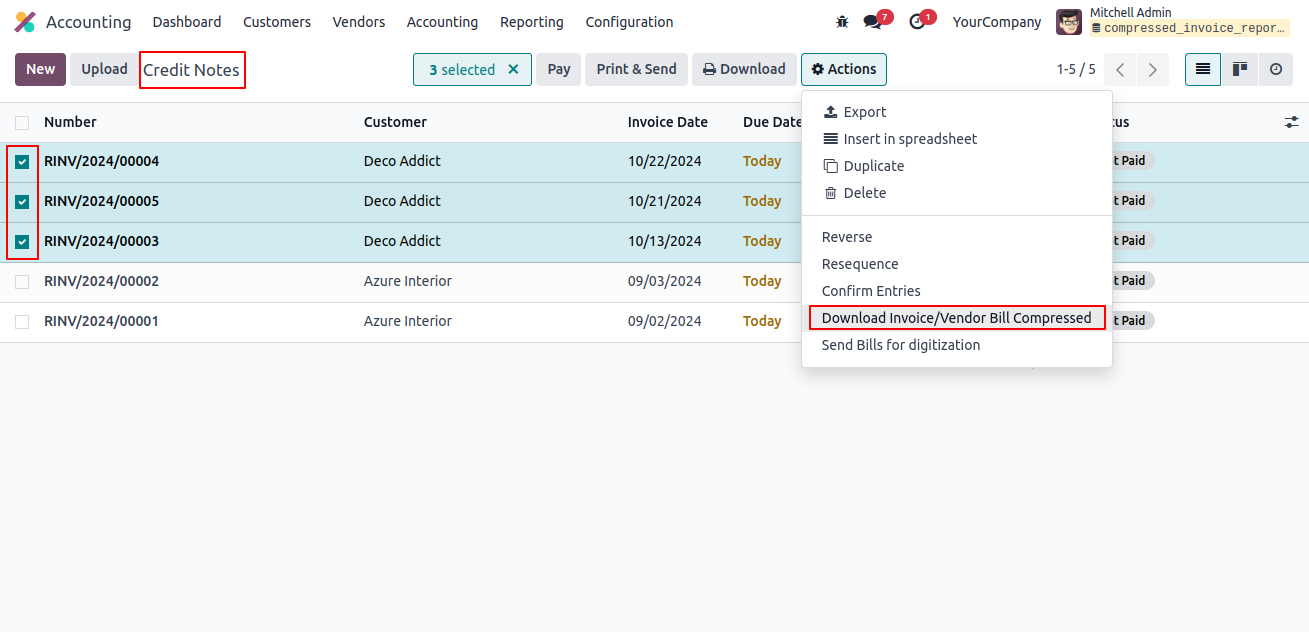 Compressed Invoice Reports