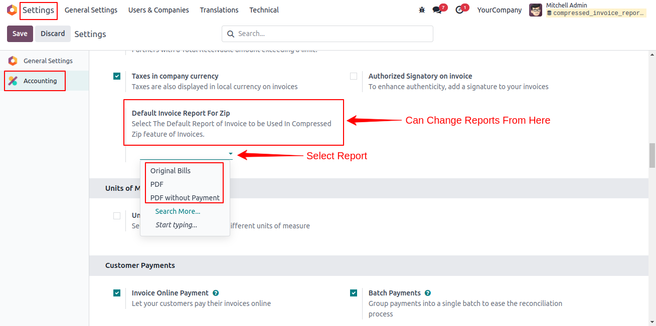 Compressed Invoice Reports