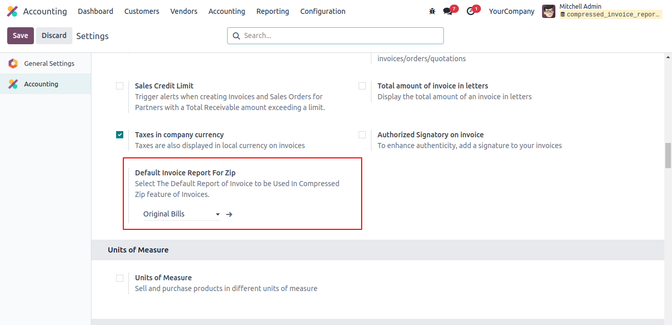 Compressed Invoice Reports