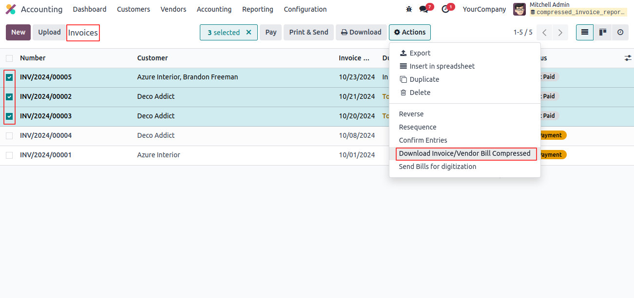 Compressed Invoice Reports