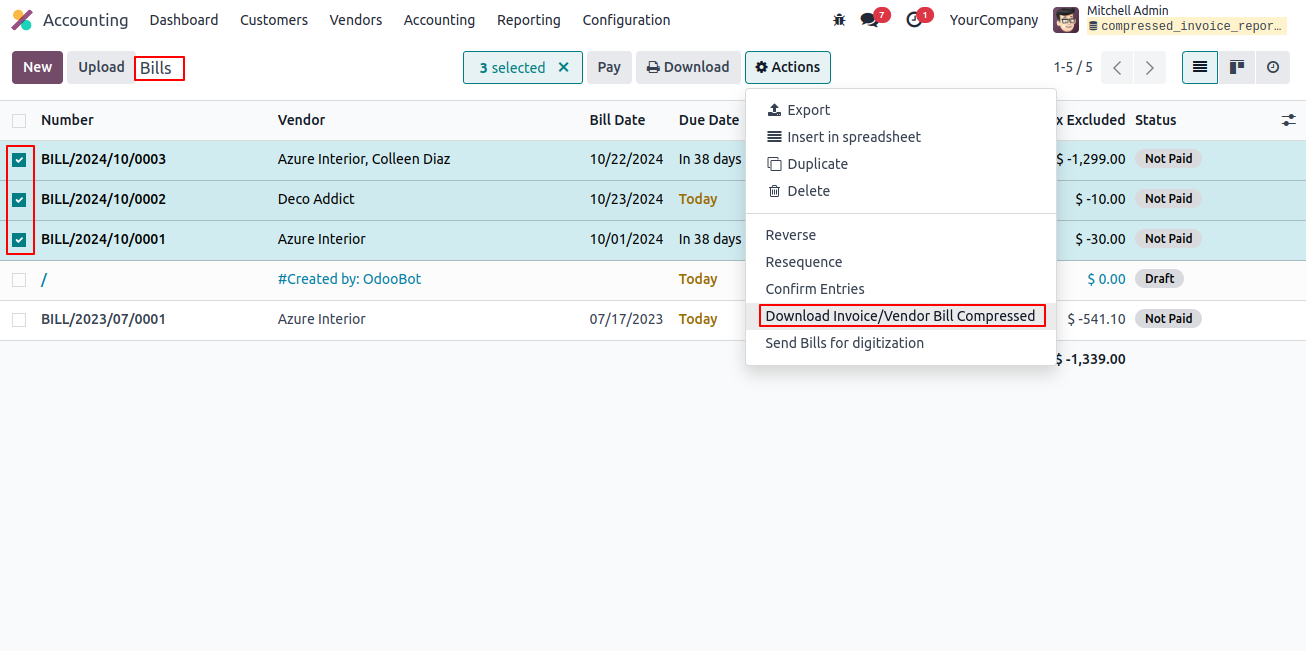 Compressed Invoice Reports