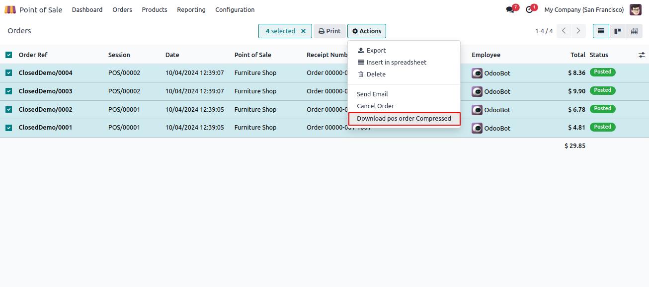 Compressed Pos Orders Reports