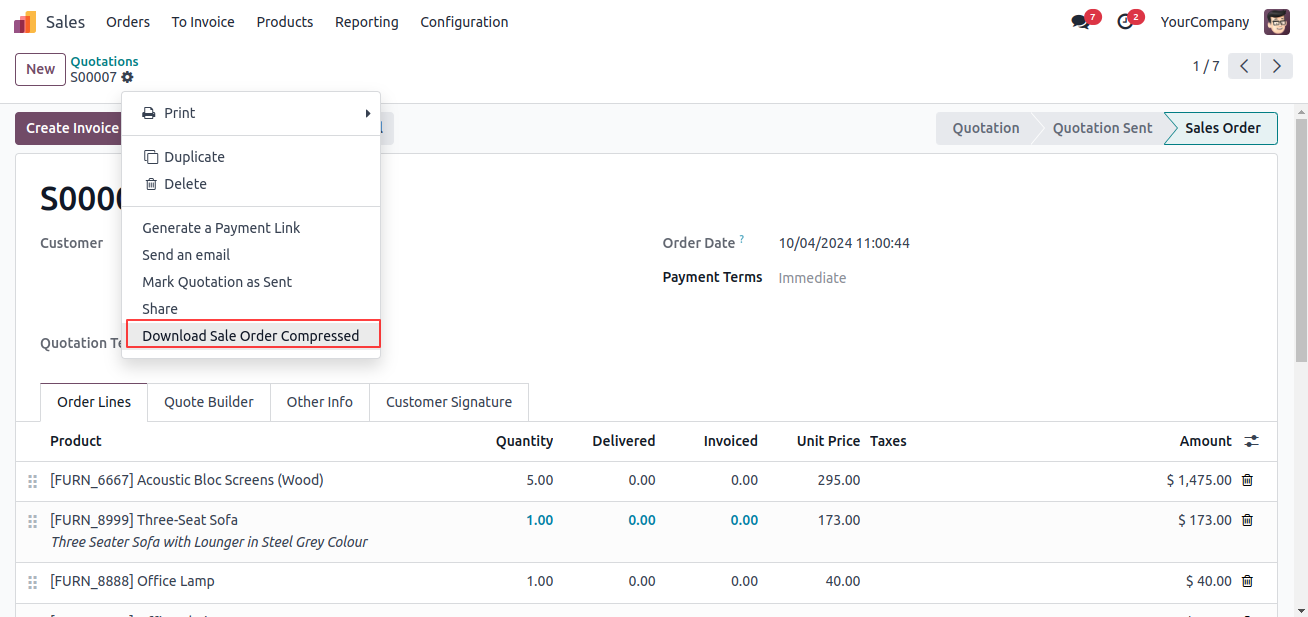 Compressed Sale Reports