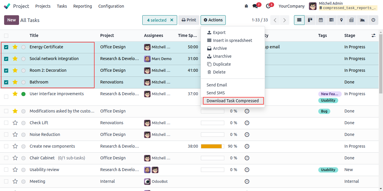 Compressed Task Reports