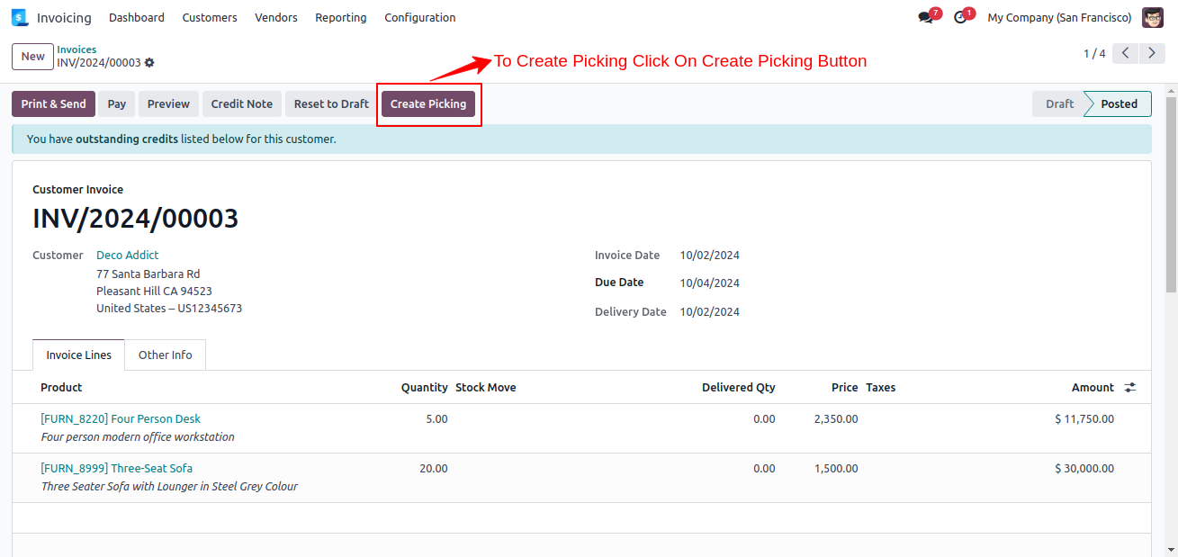 Create Delivery Order From  Customer Invoice