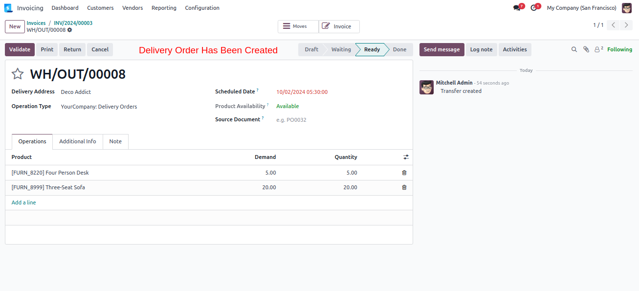 Create Delivery Order From  Customer Invoice