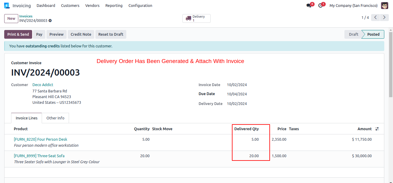 Create Delivery Order From  Customer Invoice