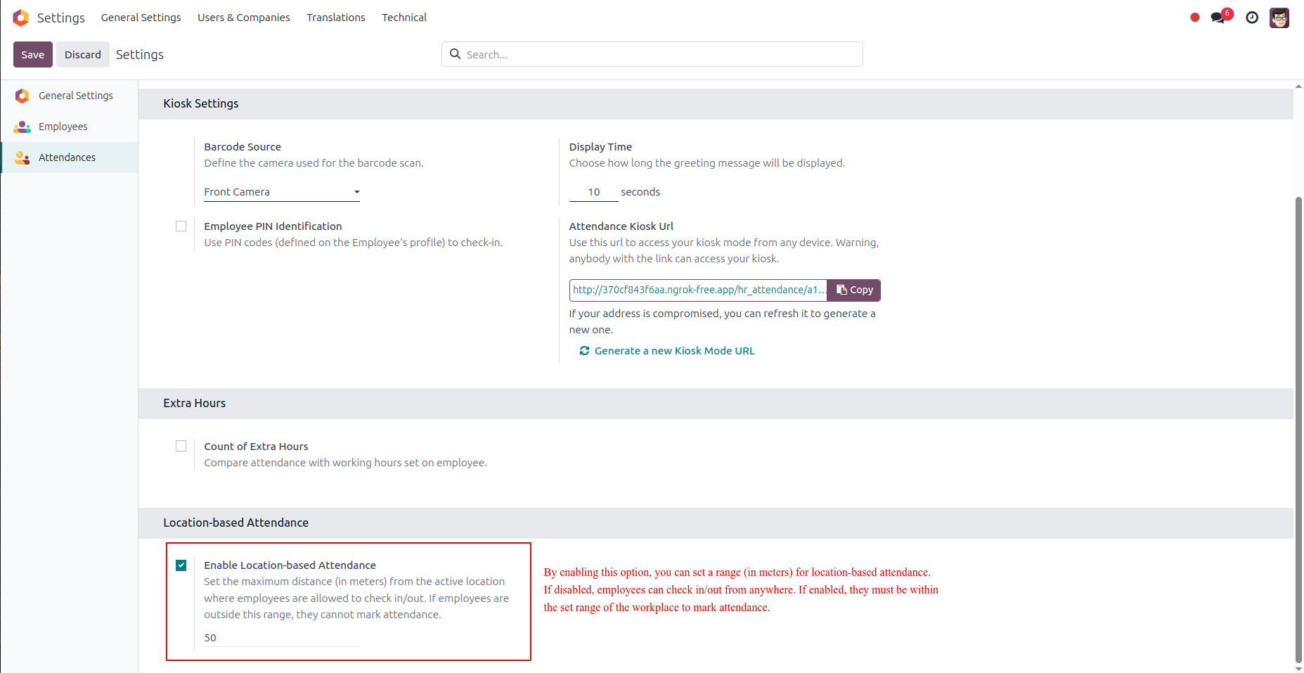 Geo Location Attendance - This module will only allows employee to check in/out within Active Work Location Range.| Geo Attendance | Remote Attendance | Human Resources | Employees | Geo Location | Active Work Location | Attendance Range | Active Location | CheckIn | CheckOut 