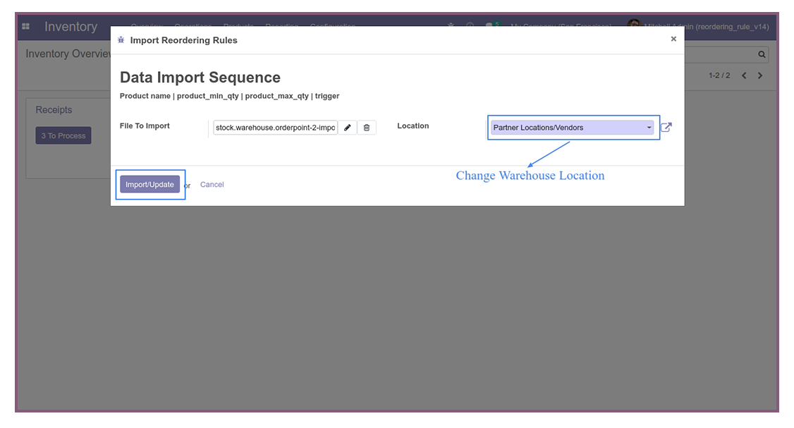 Import Product Reordering Rules - 
        This module is used to Import Reordering Product from excel or CSV file in Selected Location.
    
