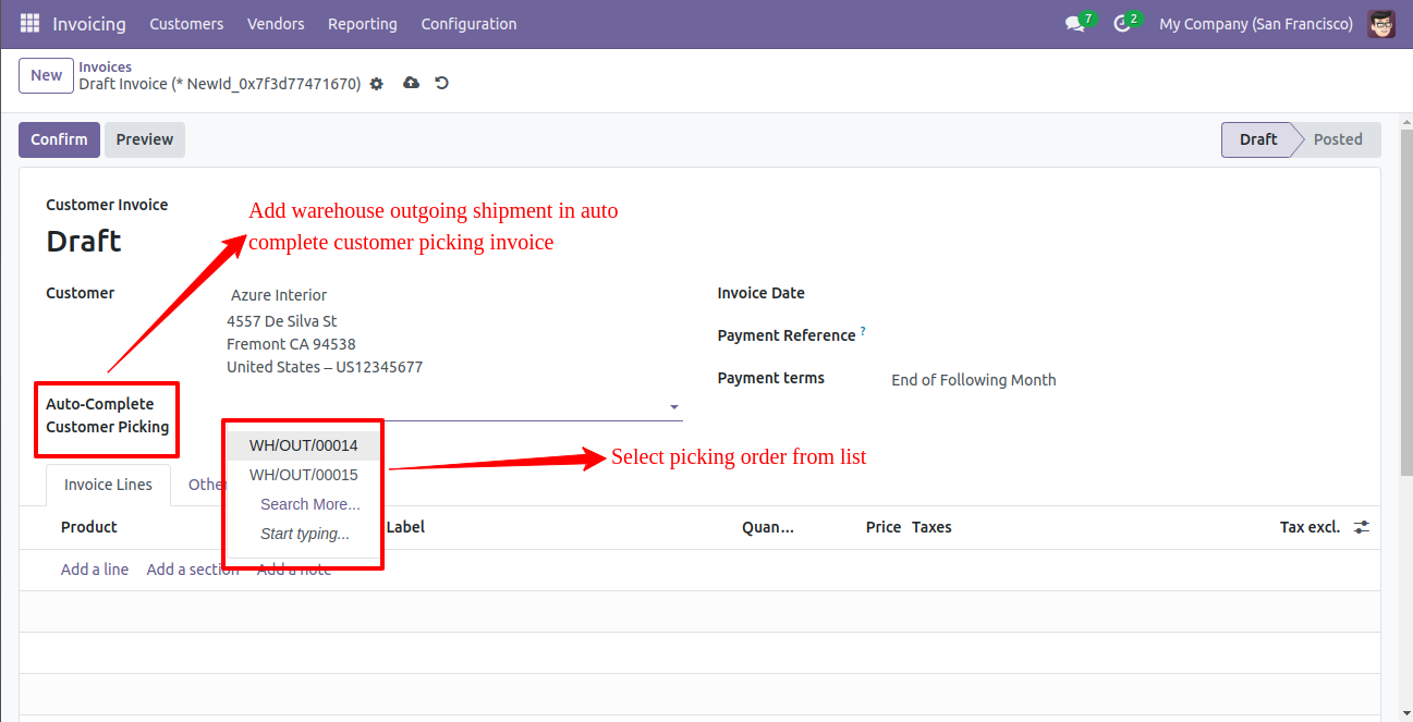 Manual Invoice from Picking