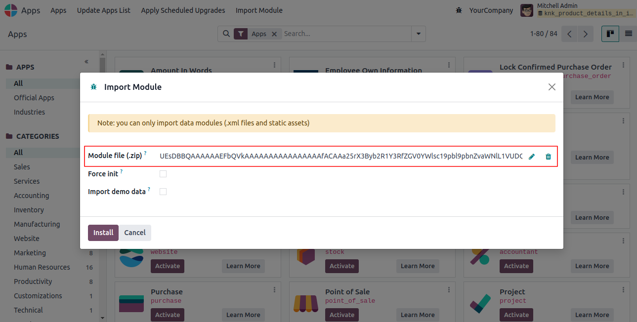 Product Details on Invoice
