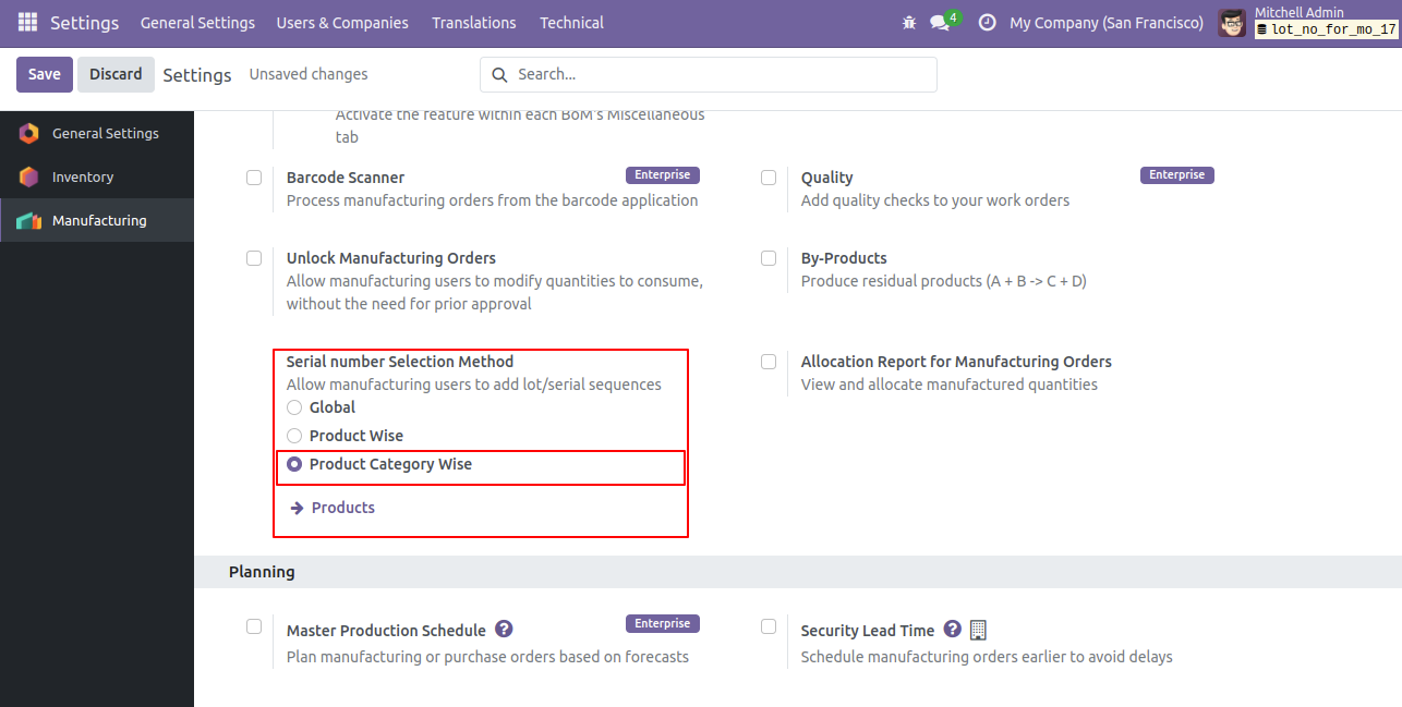 Generate Lot/Serial Number For Manufacturing Order